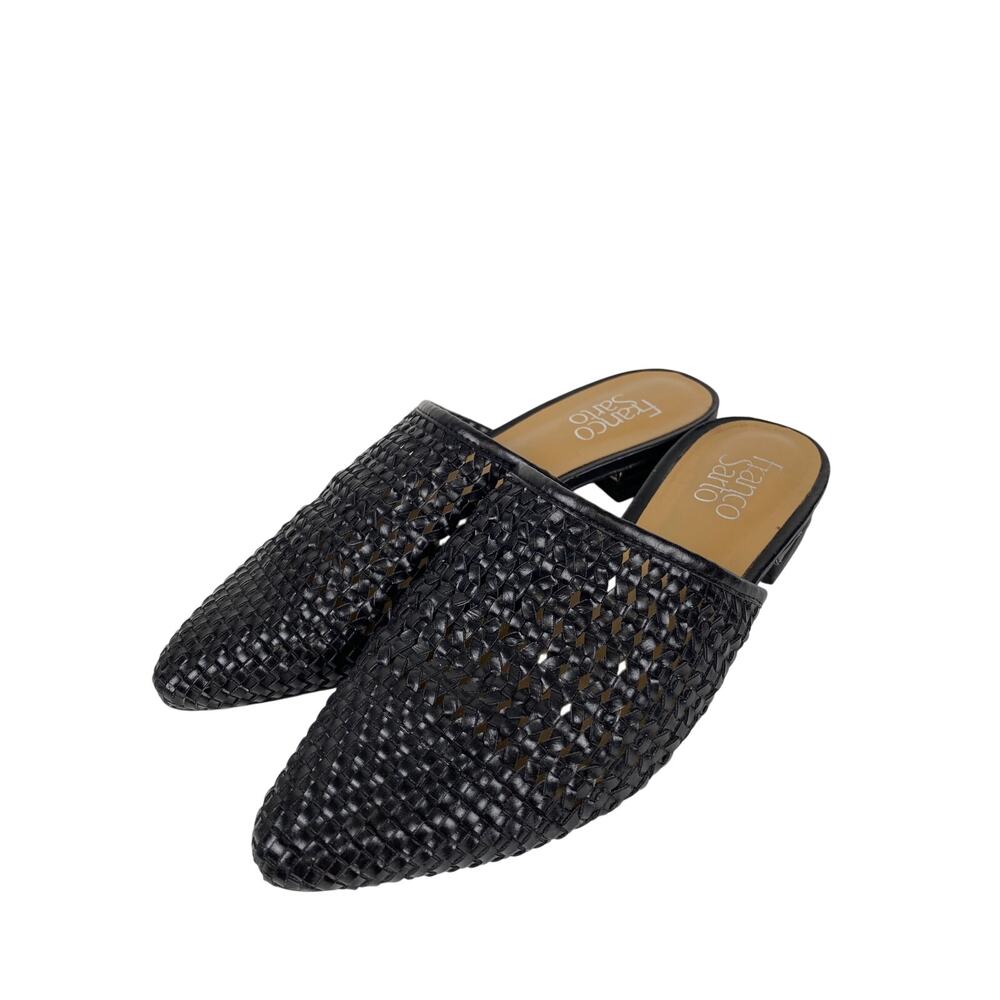 Franco Sarto Black Sunny Woven Mule Pointed Toe Women Size 7M